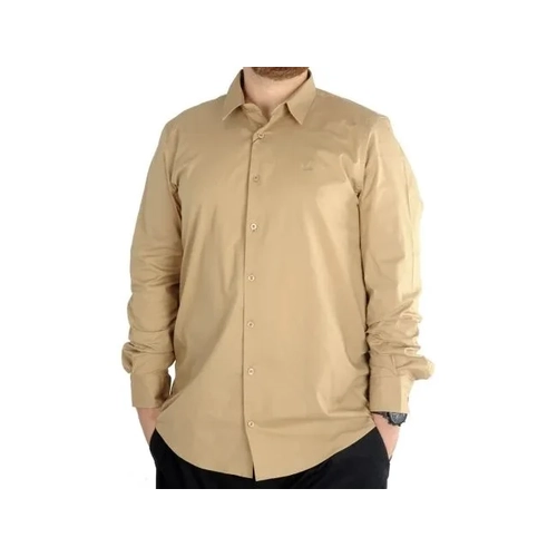 B�y�k Beden Erkek Klasik G�mlek Likral� 20351 Bej