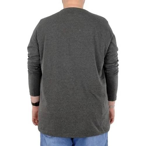 B�y�k Beden Erkek Tshirt Likral� Bisiklet Yaka 20102 Antramelanj