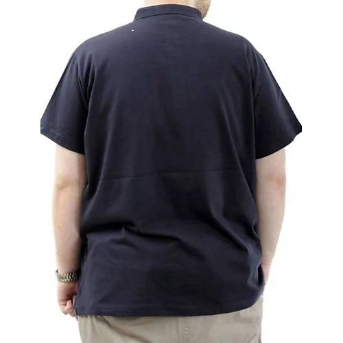 B�y�k Beden Erkek Ti��rt D��meli Hakim Yaka T-Shirt 24339 Lacivert