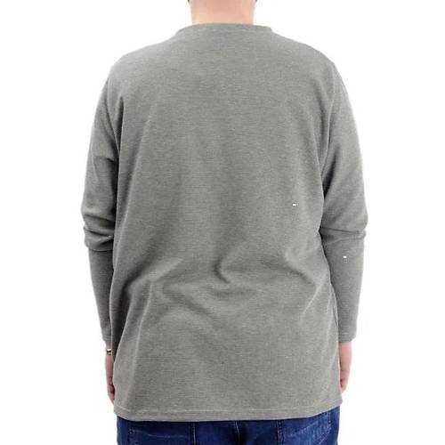 B�y�k Beden Erkek Sweatshirt Bisiklet Yaka Uzun Kol WAFFLE 23460 Haki
