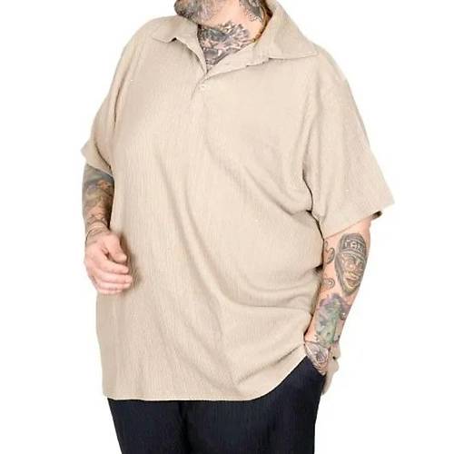 B�y�k Beden Erkek Ti��rt Polo Yaka JAKAR 24337 Bej