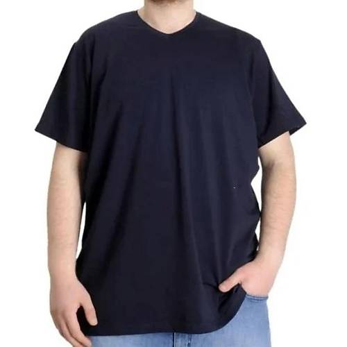 B�y�k Beden T-Shirt V Yaka Likral� 20150 Lacivert