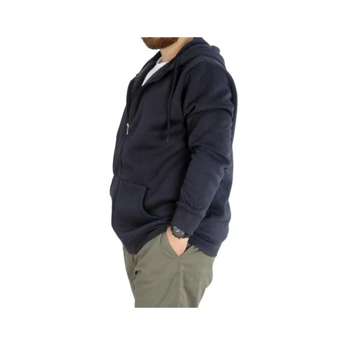 Erkek Sweatshirt Kap�onlu Zippered Basic 20543 Lacivert
