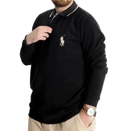 B�y�k Beden Erkek Sweat Polo Selanik Horse 23442 Siyah