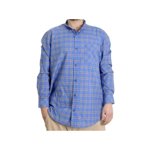 B�y�k Beden Erkek G�mlek Ekose Uzun Kollu 23300 A��k Saks