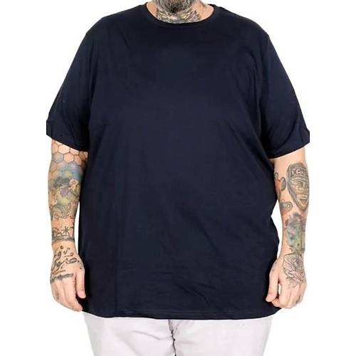 B�y�k Beden Erkek T-shirt Basic 20031 Lacivert