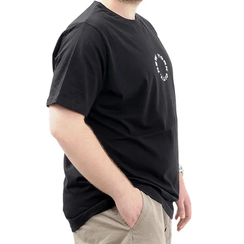 B�y�k Beden Erkek Bask�l� Ti��rt Bisiklet Yaka Pamuklu NEW YORK U24081 Siyah