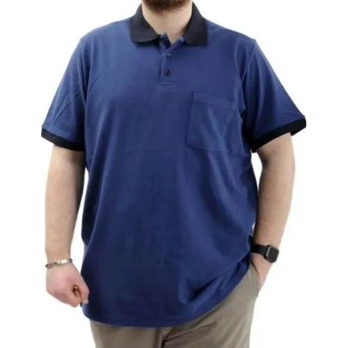 B�y�k Beden Erkek T-Shirt Polo Yaka Cepli Klasik 20550 �ndigo