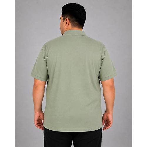 Battal Beden Erkek Tshirt Polo Yaka Cepli Klasik Pike 20552 �a�la Ye�ili