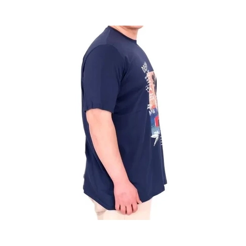 B�y�k Beden Erkek Bask�l� T-Shirt Palm Dream U25026 �ndigo