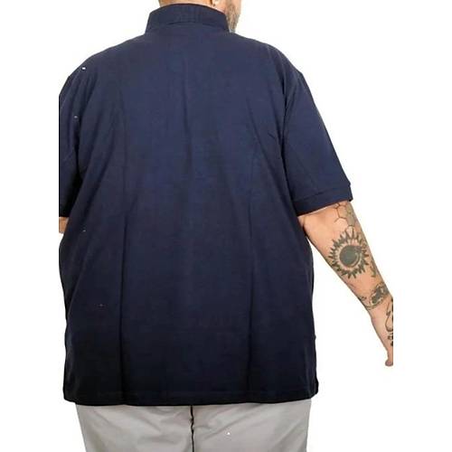 Battal Beden Erkek Tshirt Polo Yaka Nak��l� Klasik Pike 20553 �ndigo