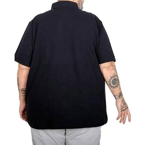 Battal Beden Erkek Tshirt Polo Yaka Nak��l� Klasik Pike 20553 Lacivert