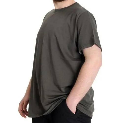 B�y�k Beden Likral� T-shirt Bisiklet Yaka 20149 Haki