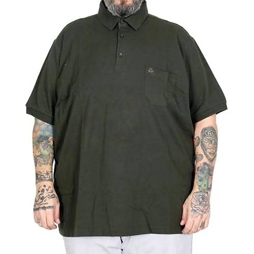 Battal Beden Erkek Tshirt Polo Yaka Cepli Klasik Pike 20552 Haki
