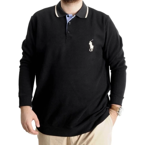 B�y�k Beden Erkek Sweat Polo Selanik Horse 23442 Siyah
