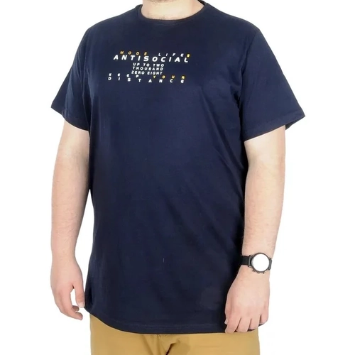 B�y�k Beden T-shirt Bis Yaka Antisocial 22187 Lacivert