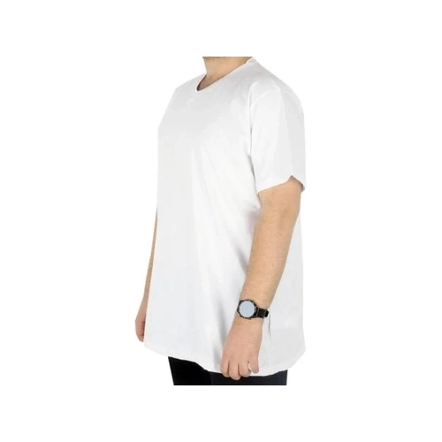 B�y�k Beden Erkek Tshirt V Yaka Basic 20032 Beyaz