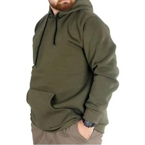Erkek Sweatshirt Kap�onlu Pocket Basic  20562 Haki