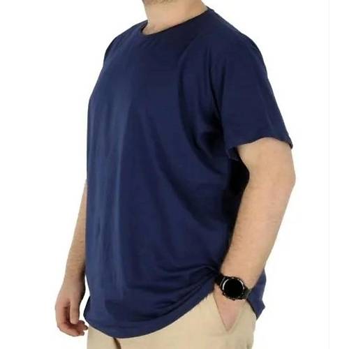 B�y�k Beden Likral� T-shirt Bisiklet Yaka 20149 �ndigo