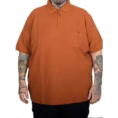B�y�k Beden Erkek T-Shirt Polo Yaka Cepli Klasik Pike 20552 Tar��n