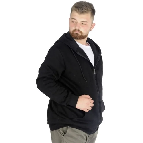 Erkek Sweatshirt Kap�onlu Zippered Basic 20543 Siyah