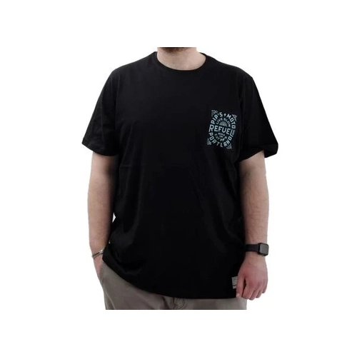 B�y�k Beden Erkek Ti��rt Bisiklet Yaka Bask�l� Cep Detayl� T-Shirt REFUEL 24053 Siyah