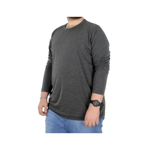 B�y�k Beden Erkek Tshirt Likral� Bisiklet Yaka 20102 Antramelanj