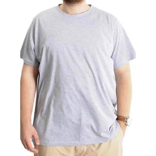 B�y�k Beden Erkek T-Shirt Basic 20031 Gri Melanj