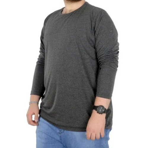 B�y�k Beden Erkek Tshirt Likral� Bisiklet Yaka 20102 Antramelanj