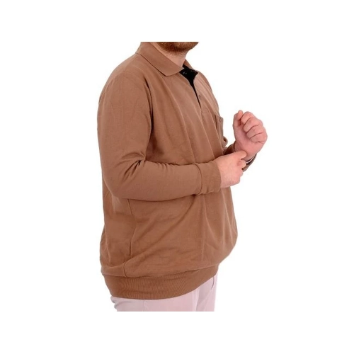 B�y�k Beden Erkek Sweat Polo Selanik Basic 20441 S�tl� Kahve