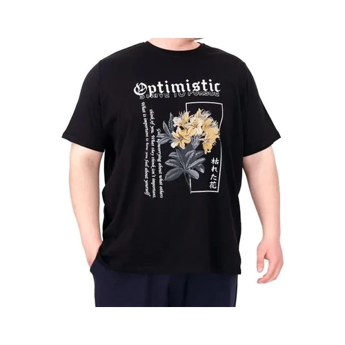 B�y�k Beden Erkek T-Shirt Bisiklet Yaka OPTIMISTIC 25028 Siyah