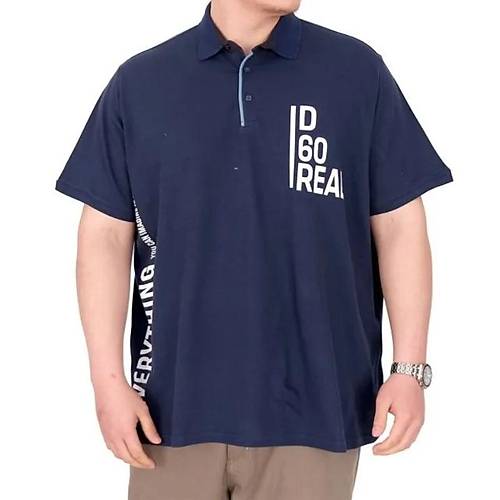 B�y�k Beden Erkek T-Shirt Polo Yaka REAL 25309 �ndigo