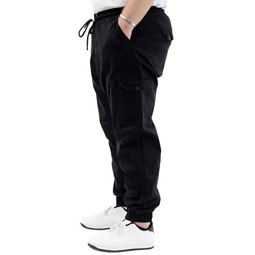 B�y�k Beden Erkek Keten Kargo Jogger Valencia 21911 Siyah
