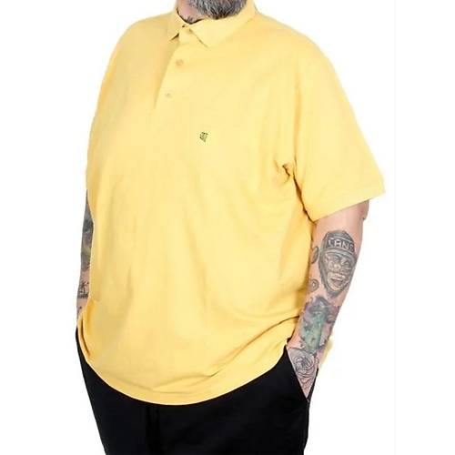 Battal Beden Erkek Tshirt Polo Yaka Nak��l� Klasik Pike 20553 Hardal