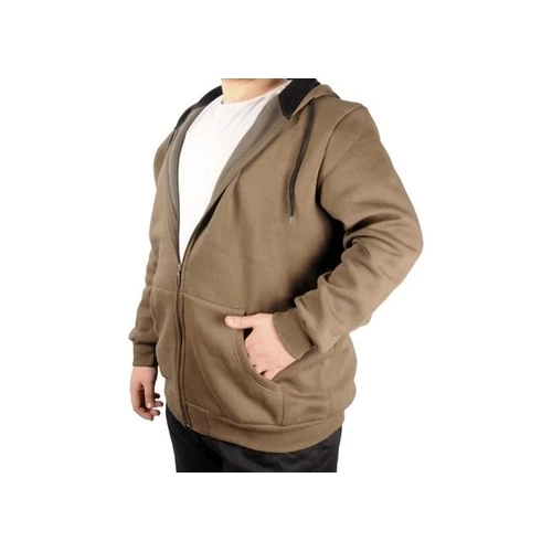 Erkek Sweatshirt Kap�onlu Zippered Basic 20543 Haki