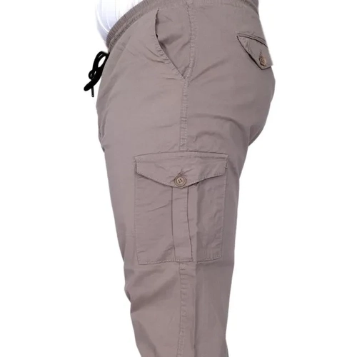 B�y�k Beden Erkek Pantolon Keten Kargo Jogger 21911 Ta� Rengi