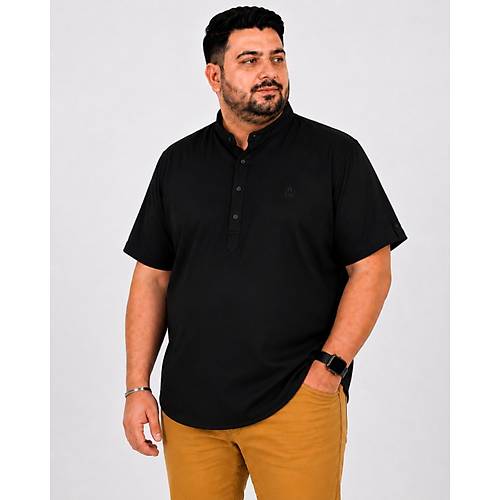 Buyuk Beden Erkek K�sa Kol Hakim Yaka 20387 Siyah