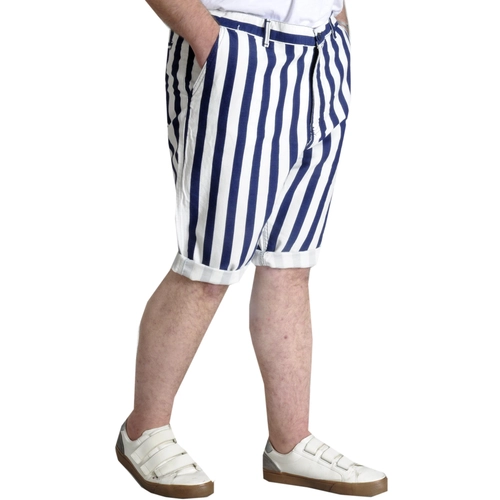 B�y�k Beden Erkek Gabardin Kapri �izgili 22412 Lacivert-beyaz