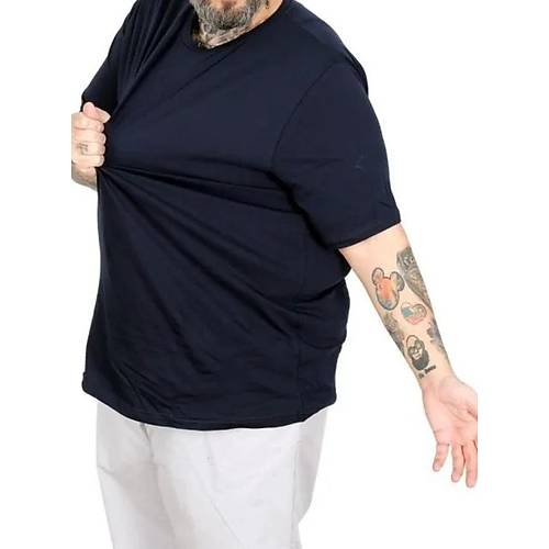 B�y�k Beden Erkek T-shirt Basic 20031 Lacivert
