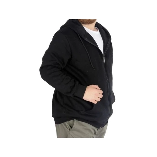 Erkek Sweatshirt Kap�onlu Zippered Basic 20543 Siyah