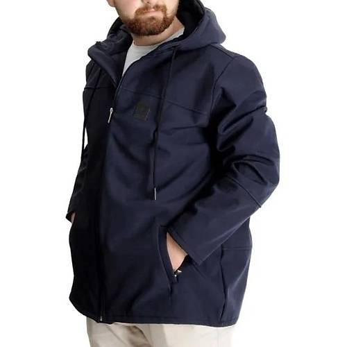 B�y�k Beden Erkek Kap��onlu Mont Waterproof Softshell 21235 Lacivert