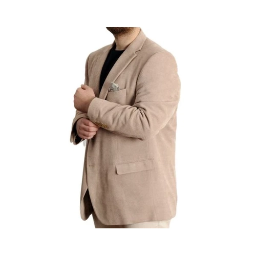 B�y�k Beden Erkek Ceket Mono Yaka Blazer 23026 Bej