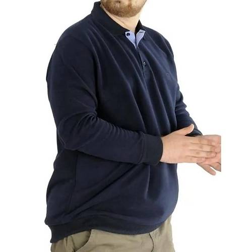 B�y�k Beden Erkek Sweatshirt Polo Vnz Selanik 20440 Lacivert