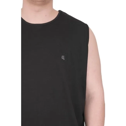 Battal Beden Erkek Kolsuz Tshirt  Nak��l� 25101 Siyah