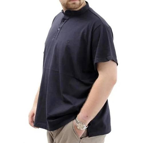 B�y�k Beden Erkek Ti��rt D��meli Hakim Yaka T-Shirt 24339 Lacivert