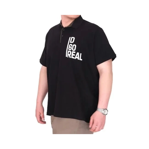 B�y�k Beden Erkek T-Shirt Polo Yaka REAL 25309 Siyah