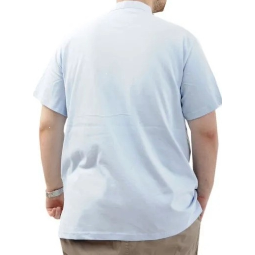 B�y�k Beden Erkek Ti��rt D��meli Hakim Yaka T-Shirt 24339 Mavi