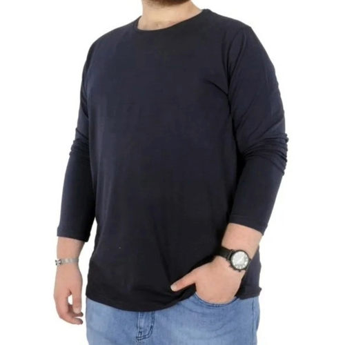 B�y�k Beden Erkek Tshirt Likral� Bisiklet Yaka 20102 Lacivert