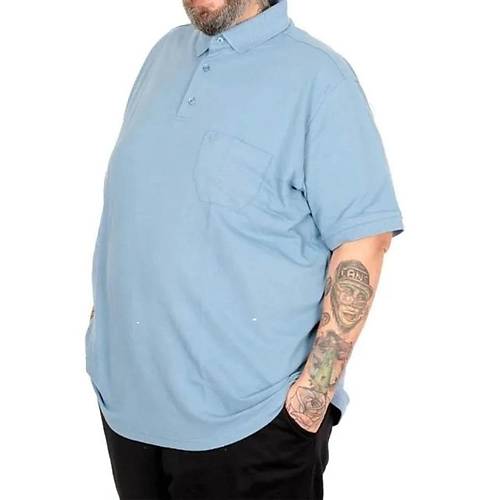 Battal Beden Erkek Tshirt Polo Yaka Cepli Klasik Pike 20552 Mavi