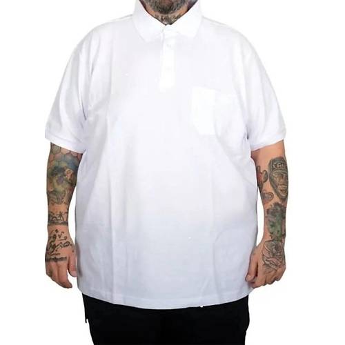 Battal Beden Erkek Tshirt Polo Yaka Cepli Klasik Pike 20552 Beyaz